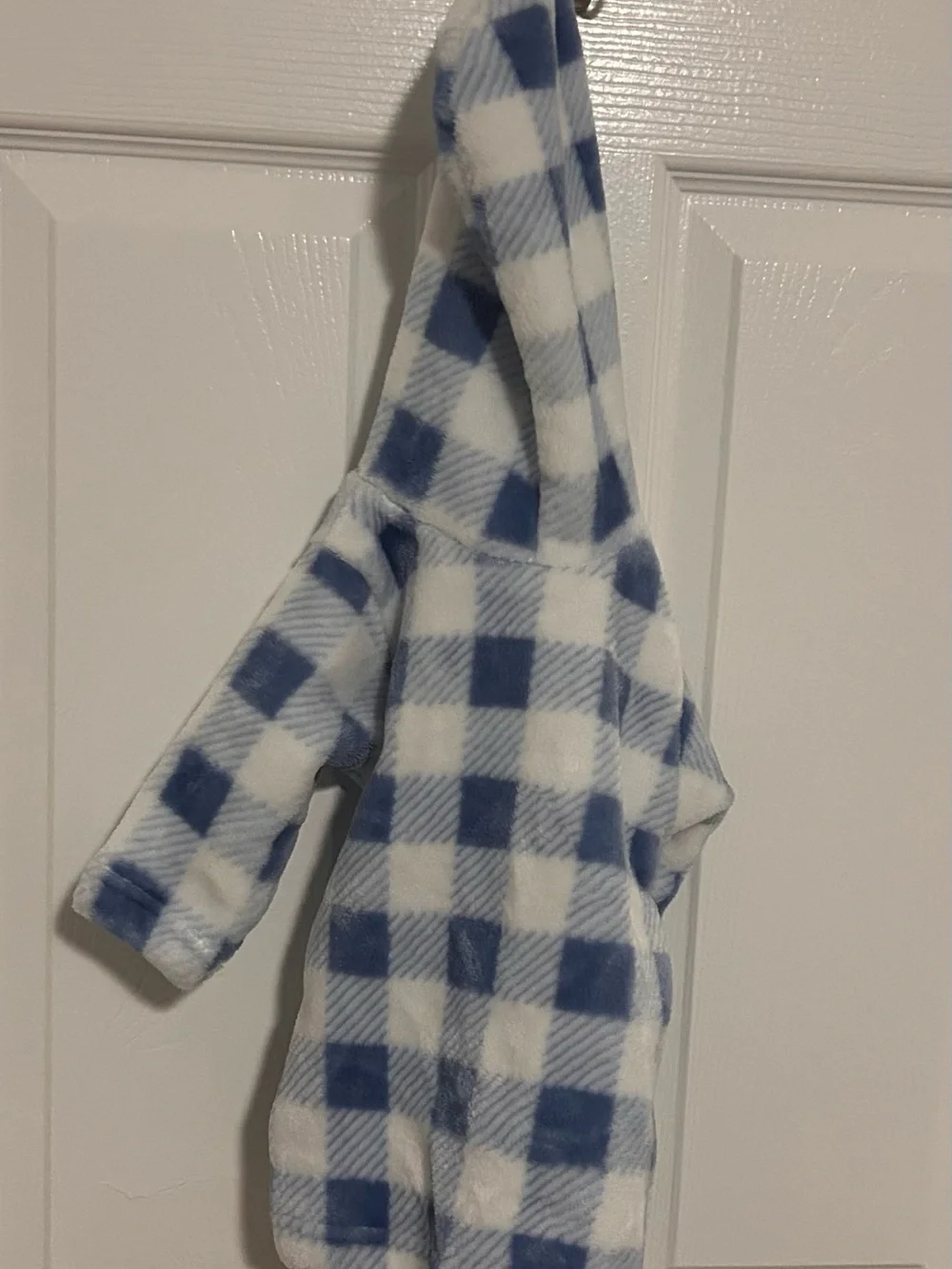 Hudson Baby Blue and White Plush Hooded Bath Robe for Baby